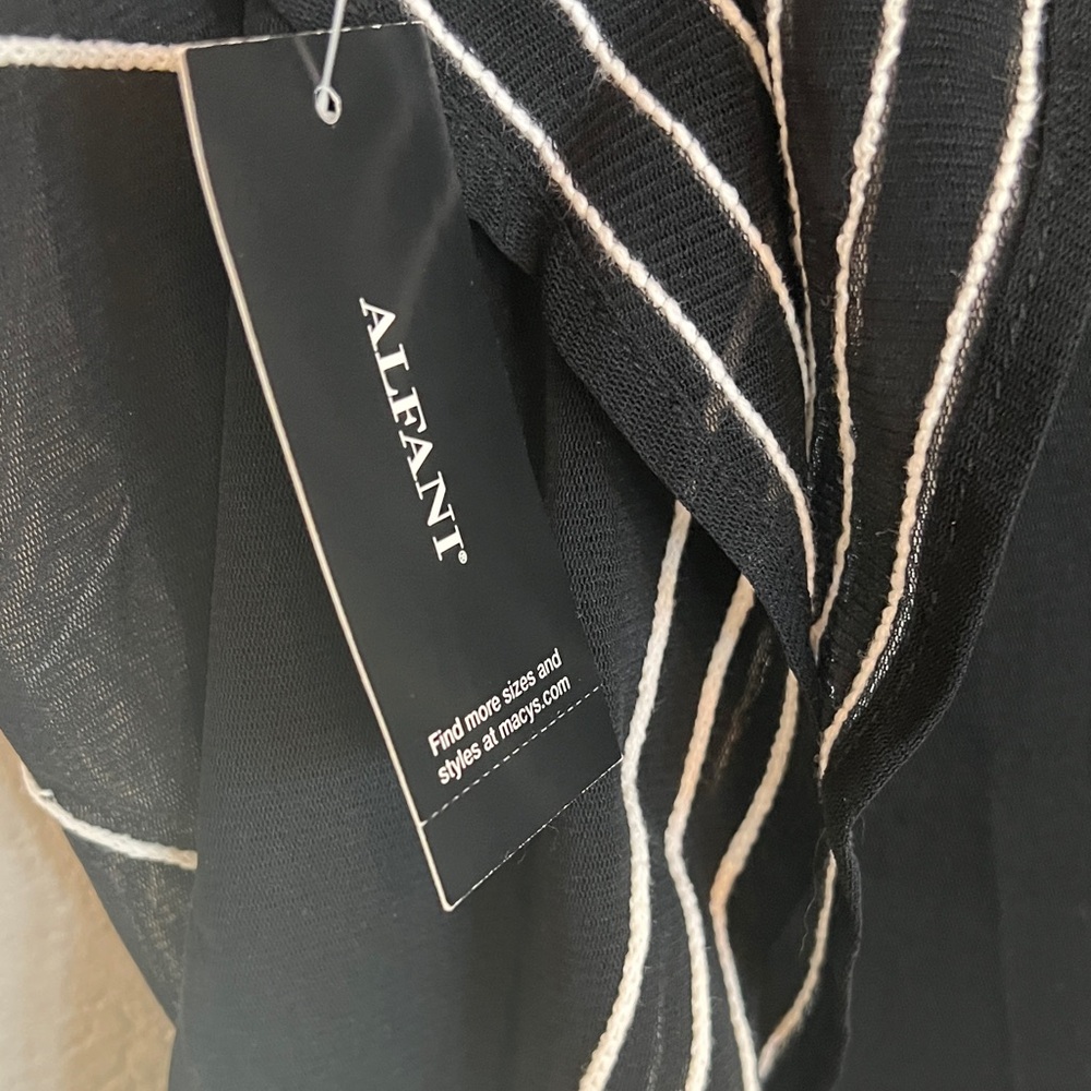Alfani Black and White Sheer Blouse - Picture 4 of 4